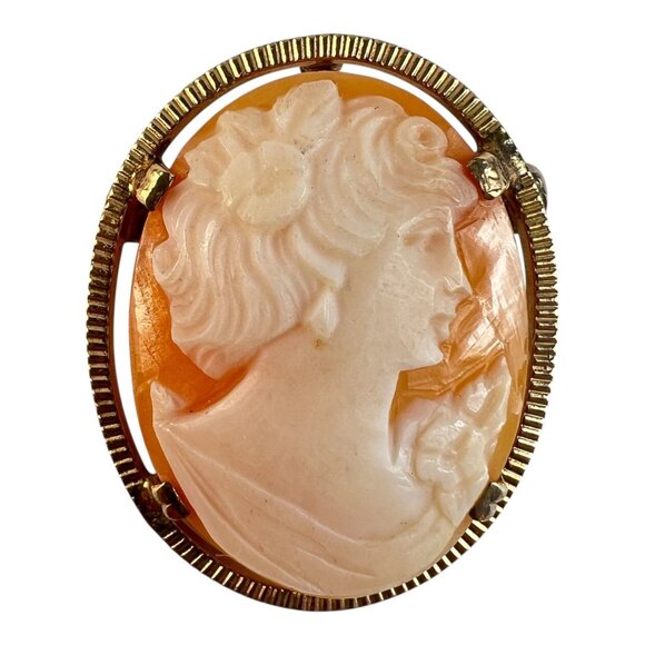 Bal-Ron 1/20 12K GF Shell Cameo Pendant Brooch Vintage Art Deco Revival - Picture 2 of 5